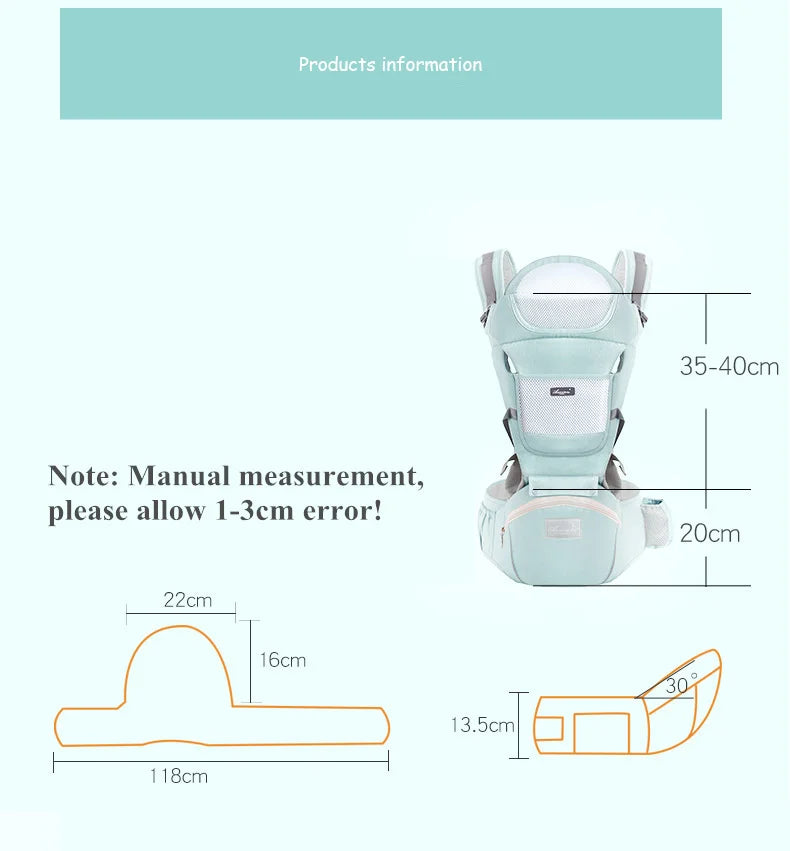Ergonomisk bæresele med hoftesete og oppbevaringslommer - Komfort for baby og forelder