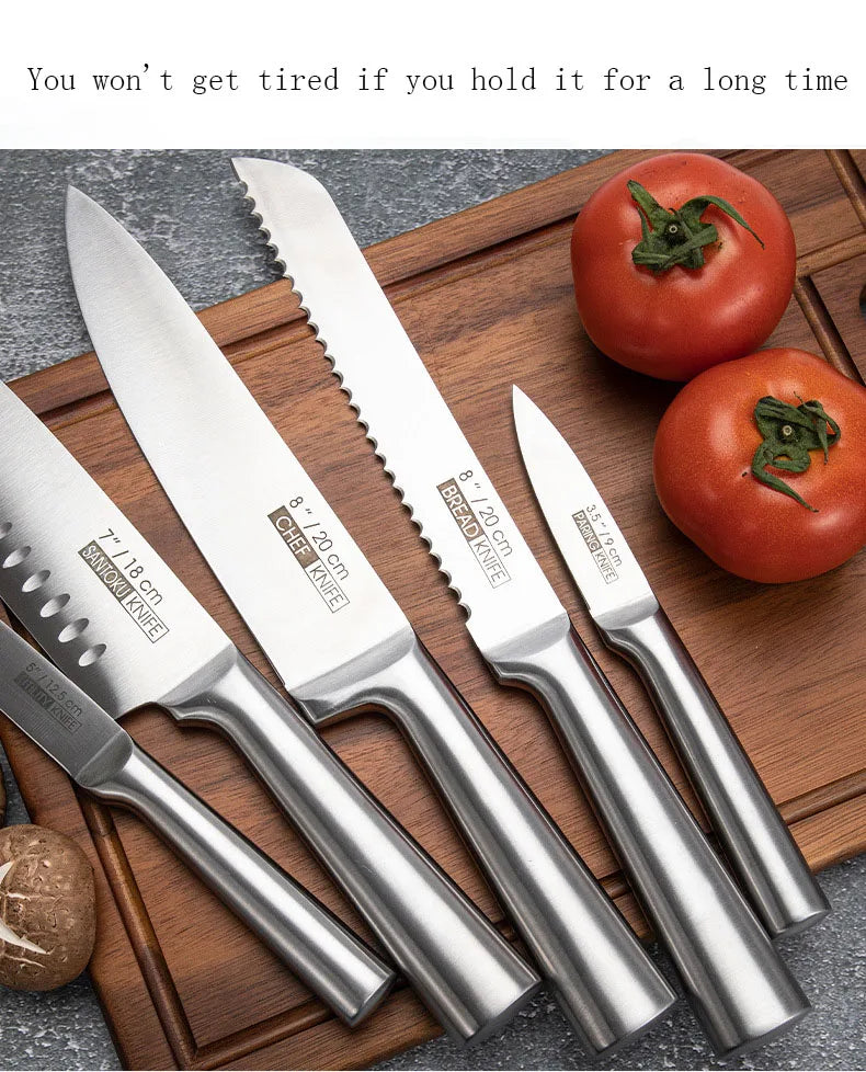 Rimelig knivsett i rustfritt stål – 5‑delt kjøkkenknivsett for matlaging, kutting og hverdagsbruk